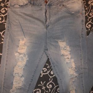 High Waisted Ripped Skinny Jeans